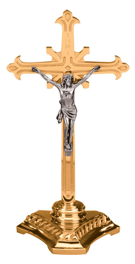 Altar Crucifix, Brass or Bronze, Budded Cross