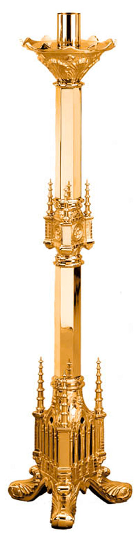 Paschal Candlestick, 2 Sizes, Brass or Bronze, Ornate Style
