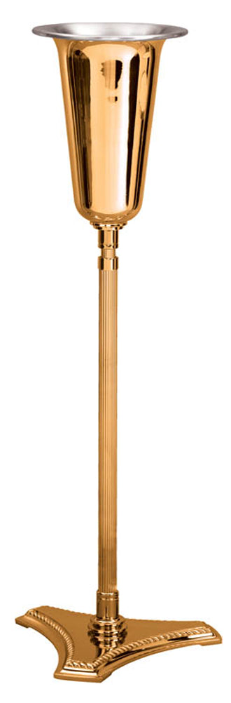 Standing Altar Vase, 2 Sizes, Bronze or Brass, Adjustable Height, Triangular Base