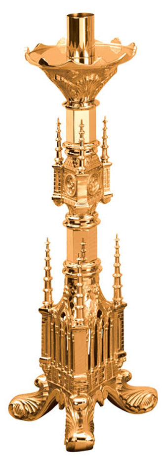 Processional Candlestick, 44", Bronze or Brass, Footed Base