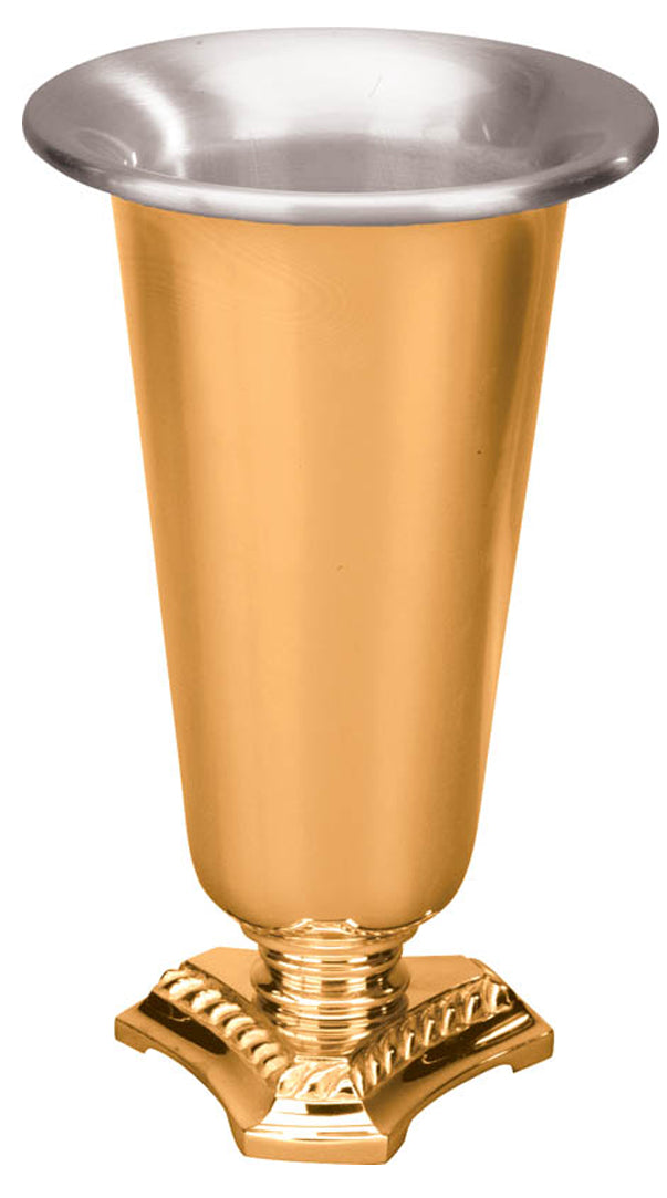 Altar Vase, 4 Sizes, Bronze or Brass, Triangular Base