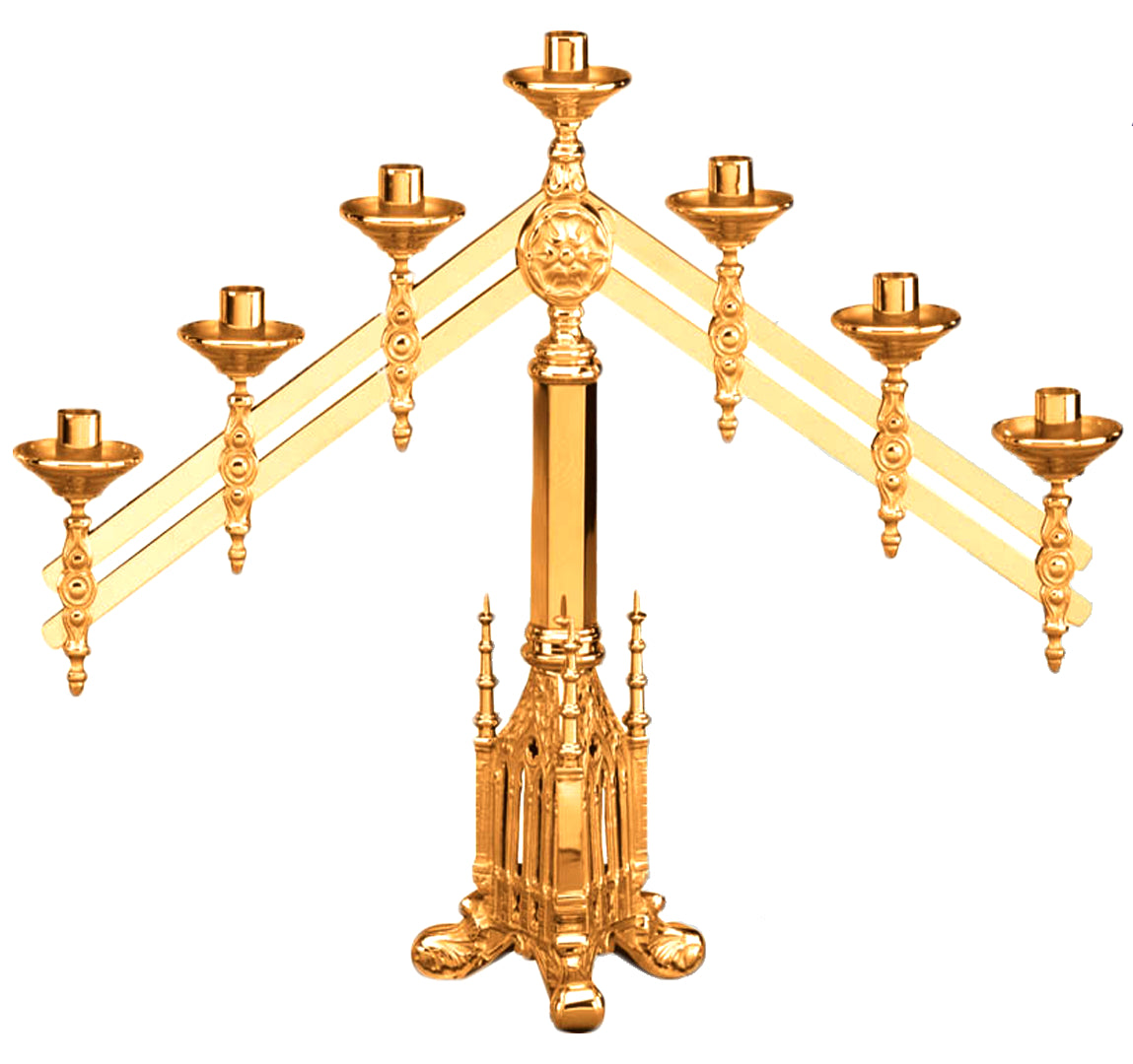 Altar Candelabra, 3, 5 or 7 Sconces, Bronze or Brass, Adjustable