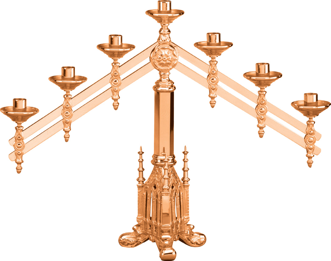 Altar Candelabra, 3, 5 or 7 Sconces, Bronze or Brass, Adjustable