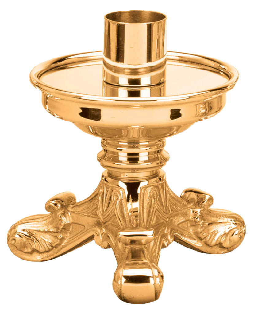 Altar Candlestick, 4-1/2", Brass or Bronze, Footed Base