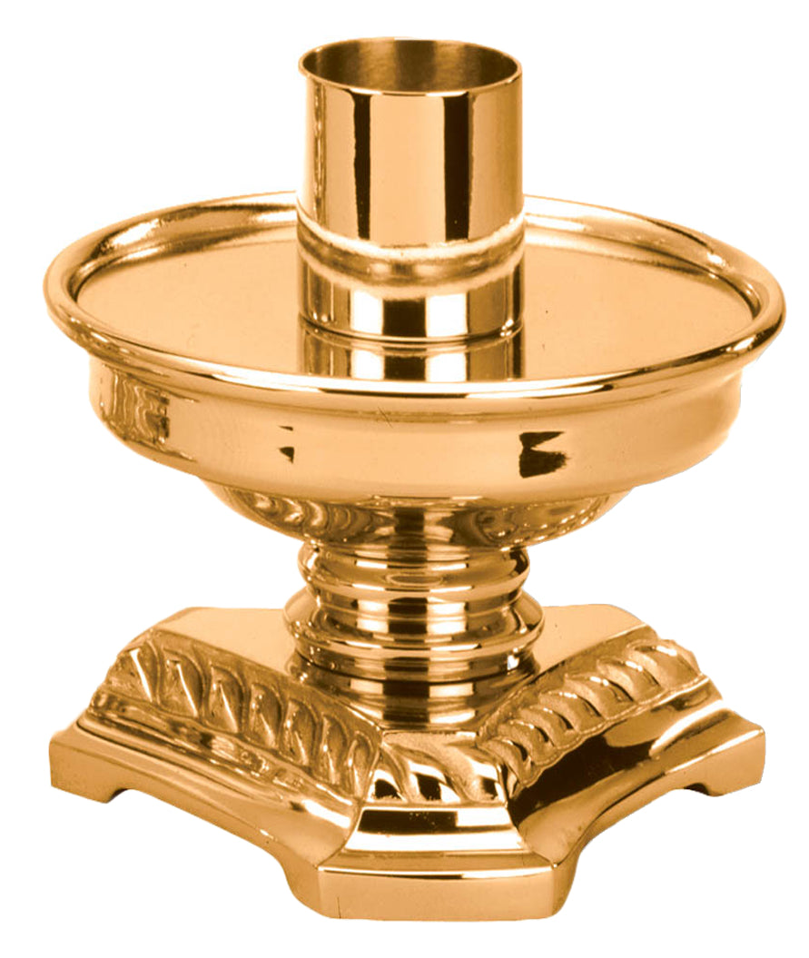 Altar Candlestick, 3", Brass or Bronze, Footed Base