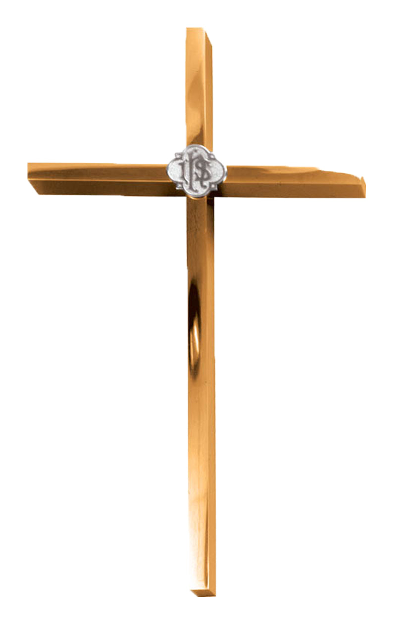 Cross, Wall, 7 Sizes, Bronze or Brass, IHS Accent