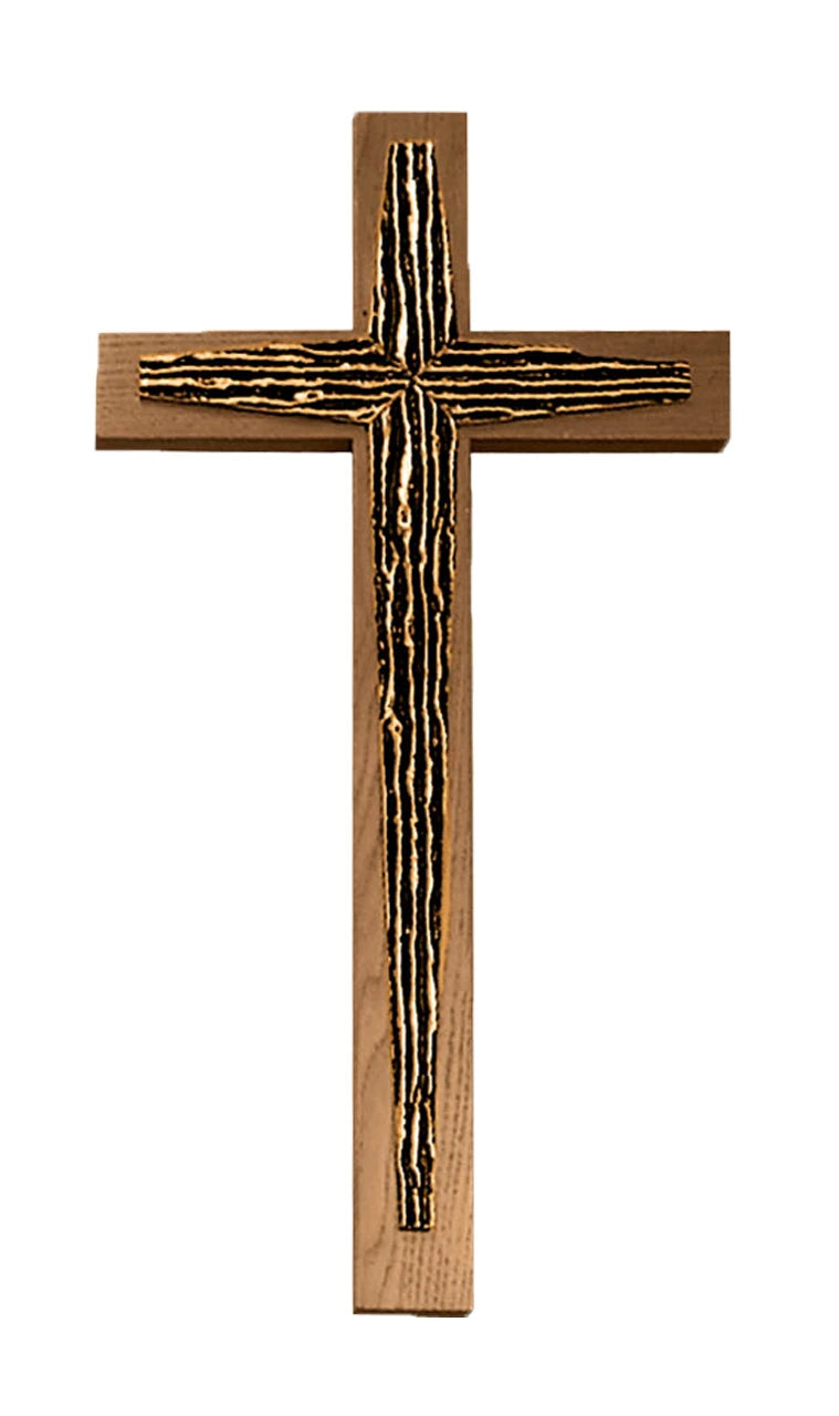 Cross, Wall, 7 Sizes, Wood, Bronze or Brass Accent