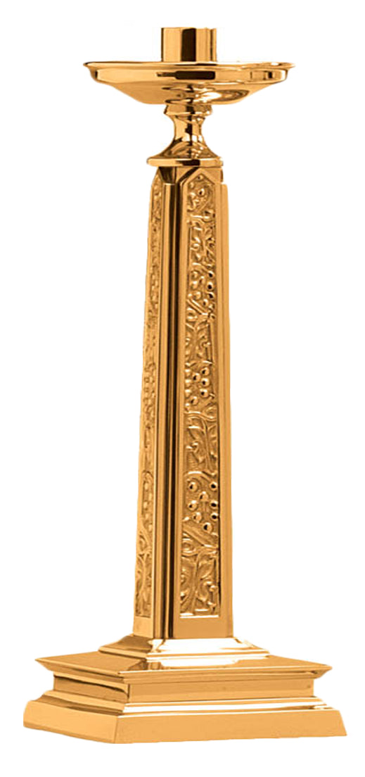 Altar Candlestick, 8 Sizes, Brass or Bronze, Square Base & Column