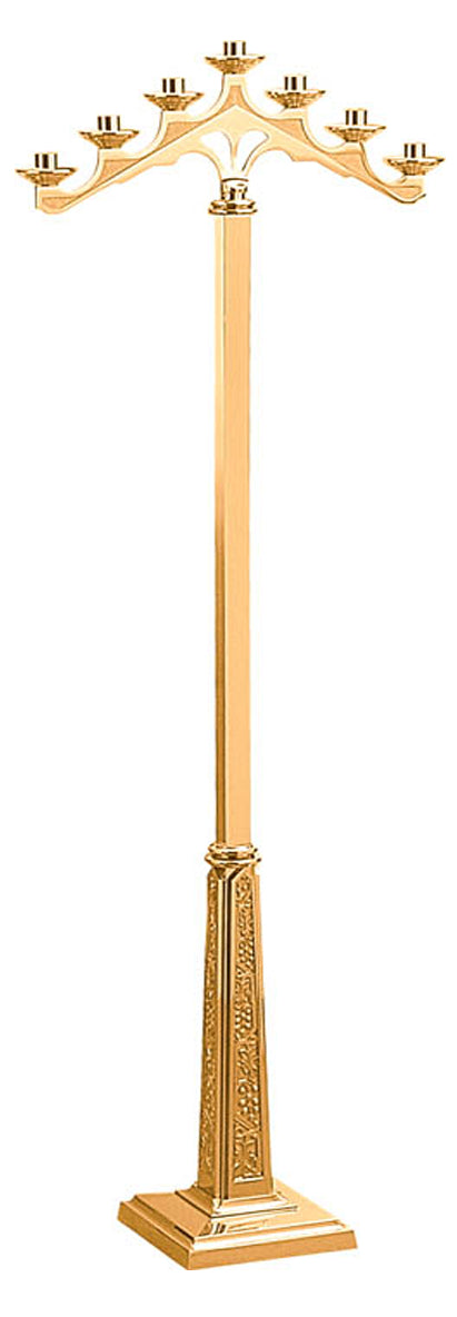 Floor Candelabra, 3, 5 or 7 Sconce, Bronze or Brass, Fixed Arm, Square Base