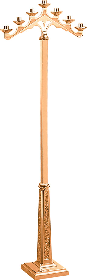 Floor Candelabra, 3, 5 or 7 Sconce, Bronze or Brass, Fixed Arm, Square Base