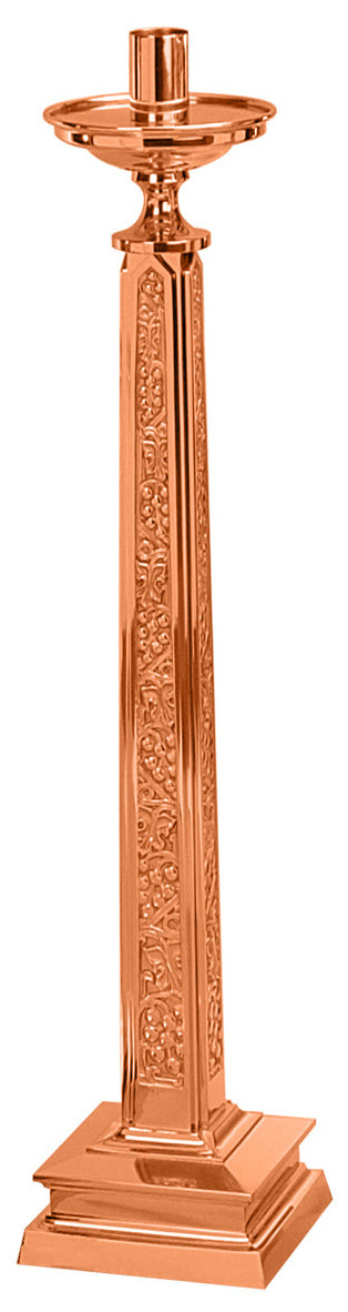 Paschal Candlestick, 2 Sizes, Brass or Bronze, Ornate Square Column & Base