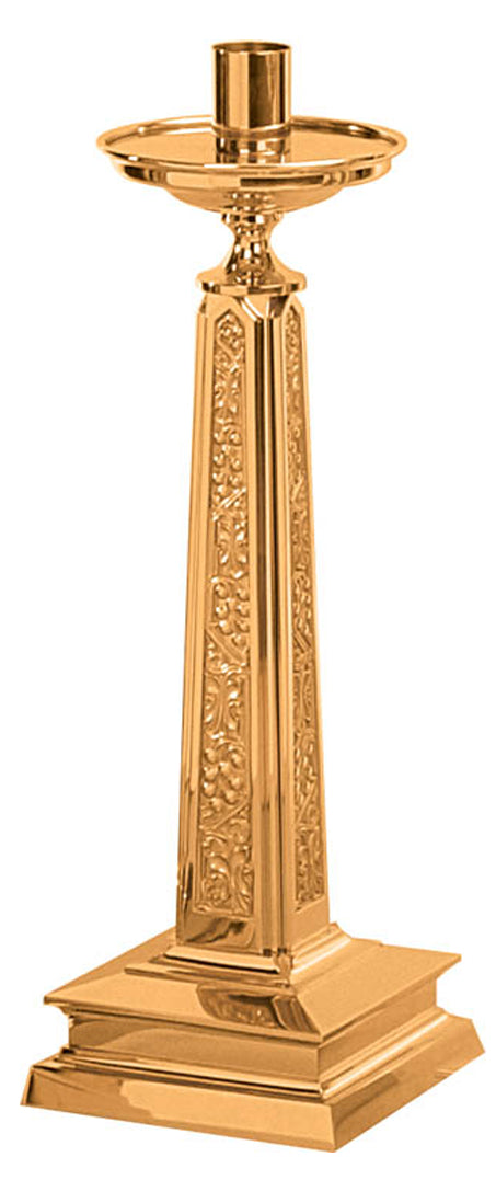 Paschal Candlestick, 2 Sizes, Brass or Bronze, Ornate Square Column & Base