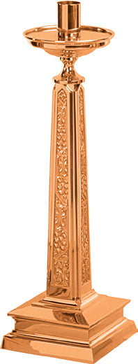 Paschal Candlestick, 2 Sizes, Brass or Bronze, Ornate Square Column & Base