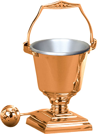 Aspersorium Set, 7-1/2", Bronze or Brass, Includes Aspergillum, Square Base