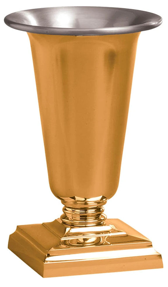 Altar Vase, 4 Sizes, Bronze or Brass, Square Base