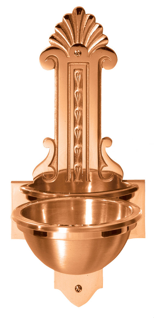 Holy Water Font, 7-1/2" x 16", Bronze or Brass, Scallop Design