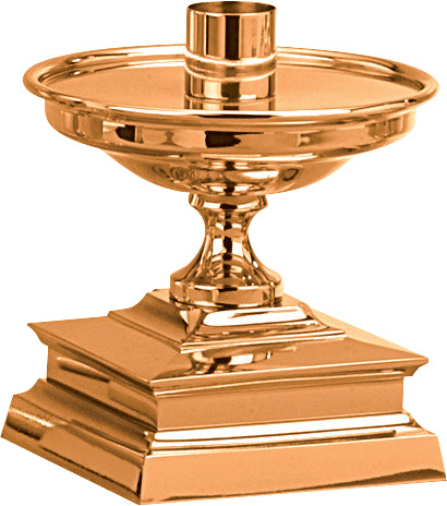 Altar Candlestick, 2 Sizes, Brass or Bronze, Square Base