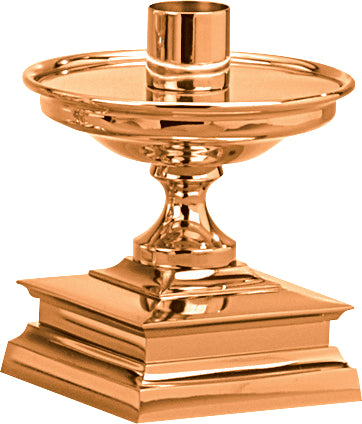 Altar Candlestick, 2 Sizes, Brass or Bronze, Square Base