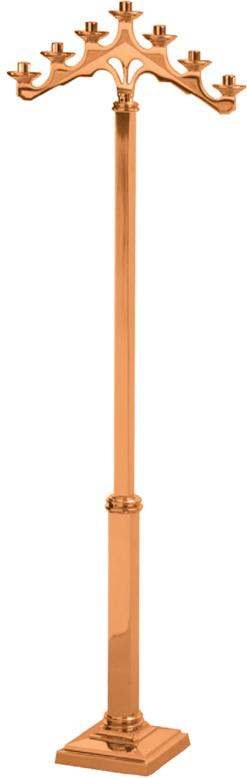 Floor Candelabra with Fixed Arms, Available in 3, 5 and 7 Lites, Brass or Bronze