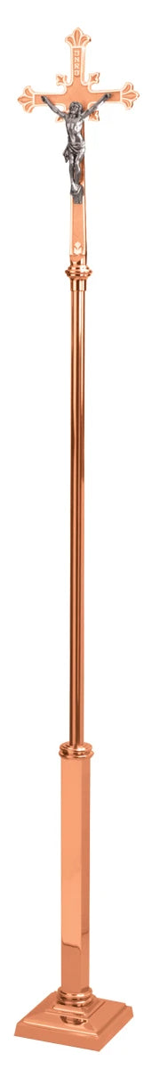 Processional Crucifix, 90", Bronze or Brass, Budded Cross