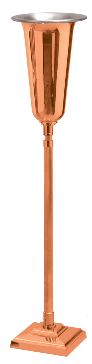 Standing Altar Vase, 2 Sizes, Bronze or Brass, Adjustable Height, Square Base