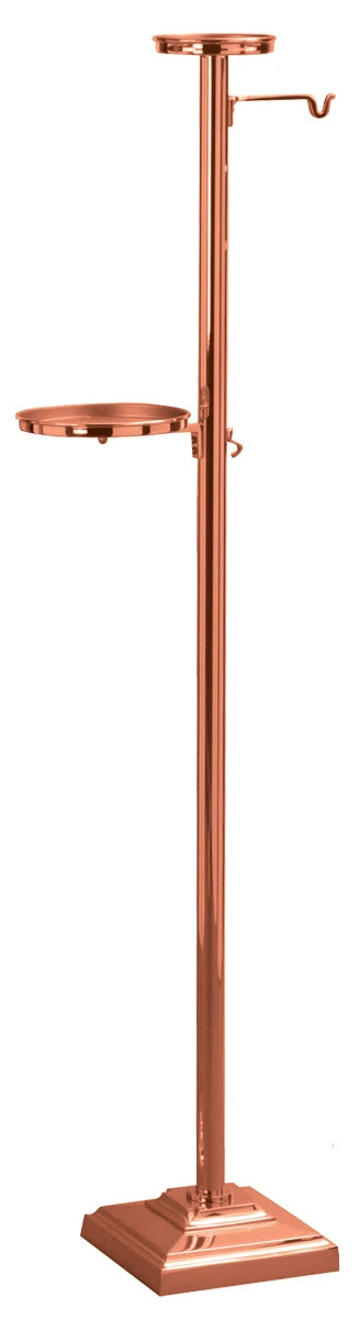 Thurible Incense Boat & Aspersorium Stand, Bronze or Brass, 2 Shelves, 2 Hooks, Square Base
