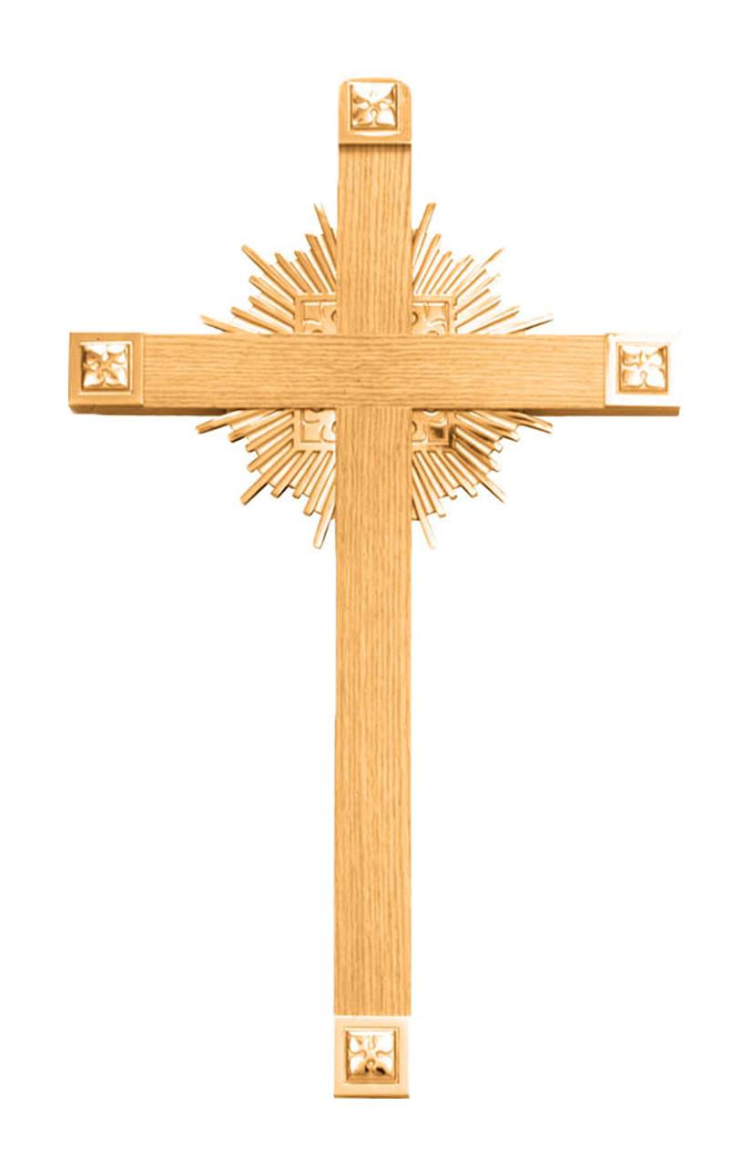 Cross | Wall | 7 Sizes | Bronze Or Brass Accent | Radiating Light Accent