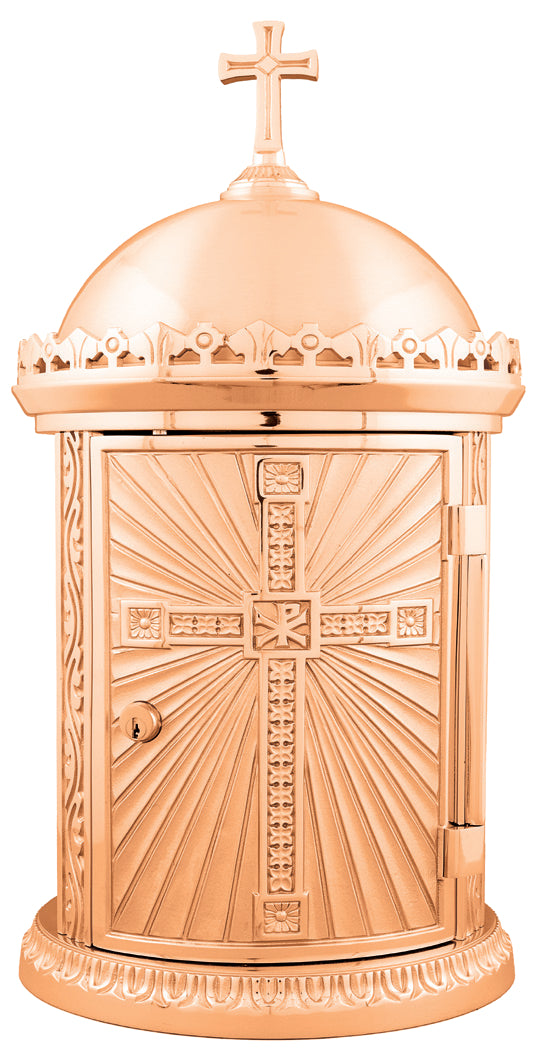 Tabernacle, 23-1/2" x 11-1/2", Bronze, Dome Style With Cross