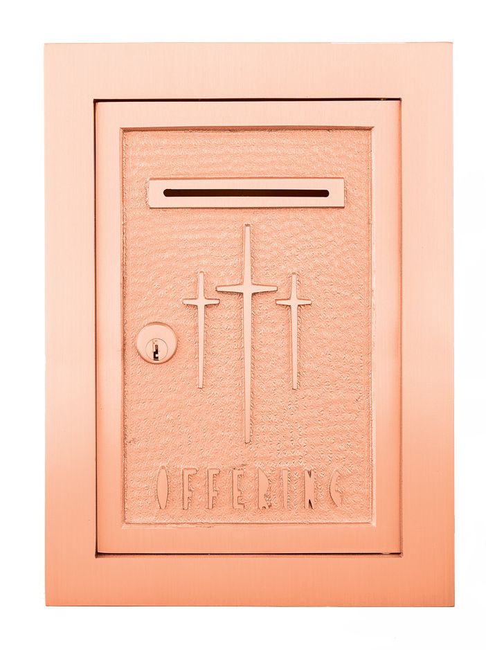 Offering Box | 8-3/4” X 11-3/4” | Bronze Face | Three Crosses