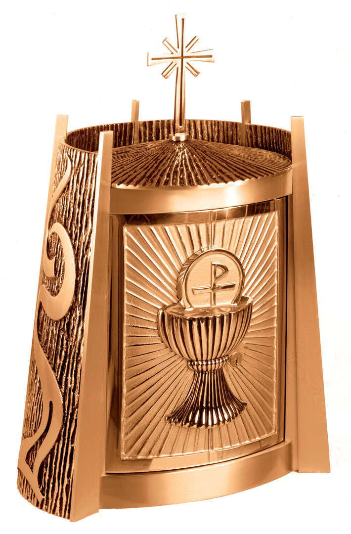 Tabernacle, 19" x 28" x 16", Bronze, Modern Style with Blessed Sacrament