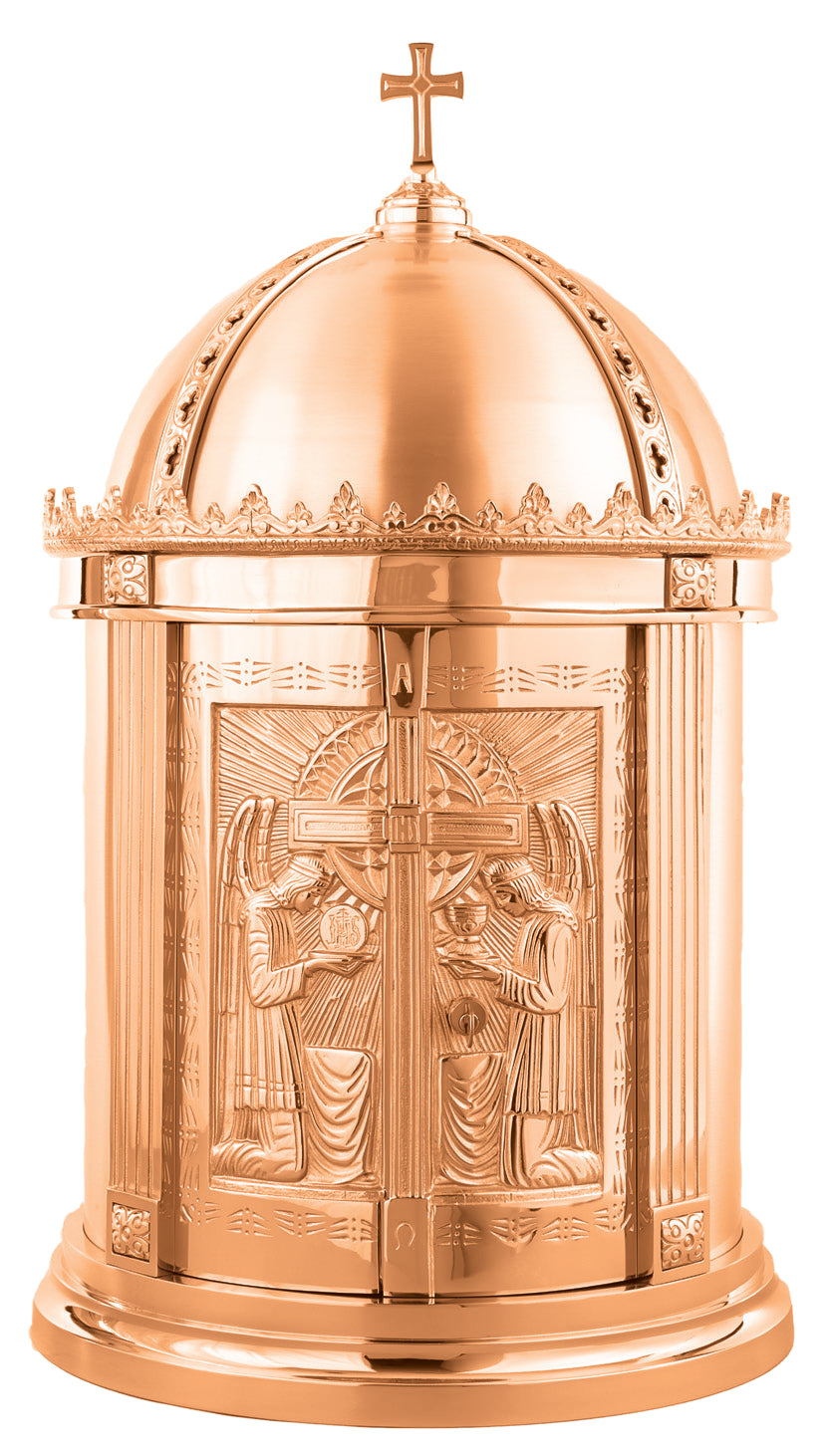 Tabernacle, 34" x 19", Bronze, Dome Style, Cross & Angels