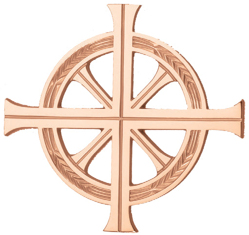 Baptismal Cross Wall Plaque, 2 Sizes, Bronze, Wheat Ring