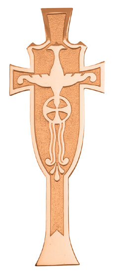 Holy Spirit Wall Plaque, 6" x 16", Bronze, Cross With Dove