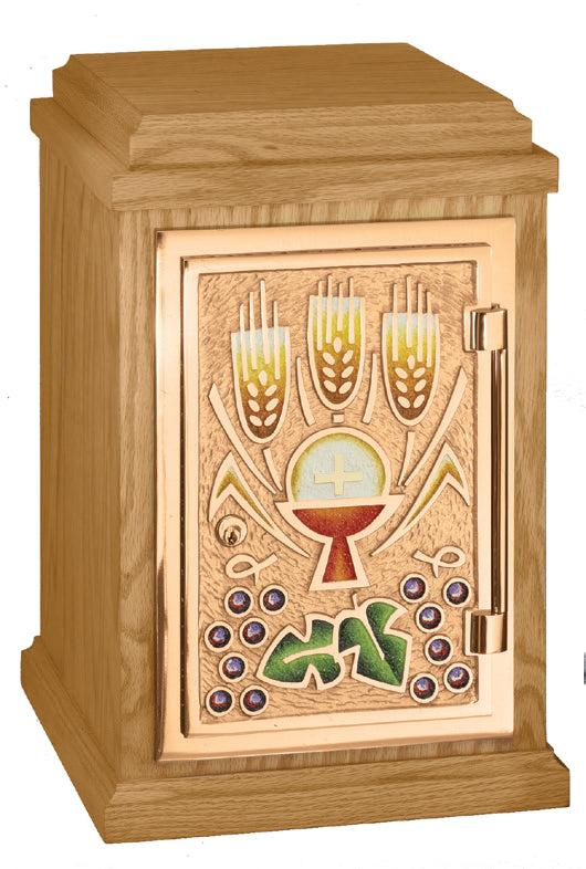 Blessed Sacrament Tabernacle, Oak & Bronze