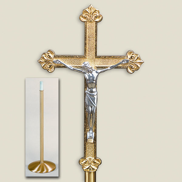 Bronze Floor Processional Crucifix: 3071 Style - 84" Ht