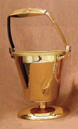 Bronze Holy Water Pot & Sprinkler: 3045 Style - 12" Ht