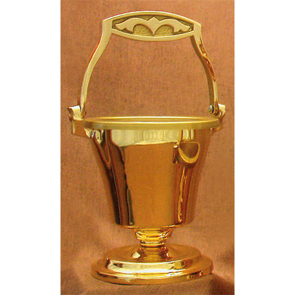 Bronze Holy Water Pot & Sprinkler: 3077 Style - 11.5" Ht