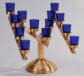 Combination Finish Bronze "M" Shaped Marian Votive Candle Light Stand: 3313 Style - 15 Hr Cups