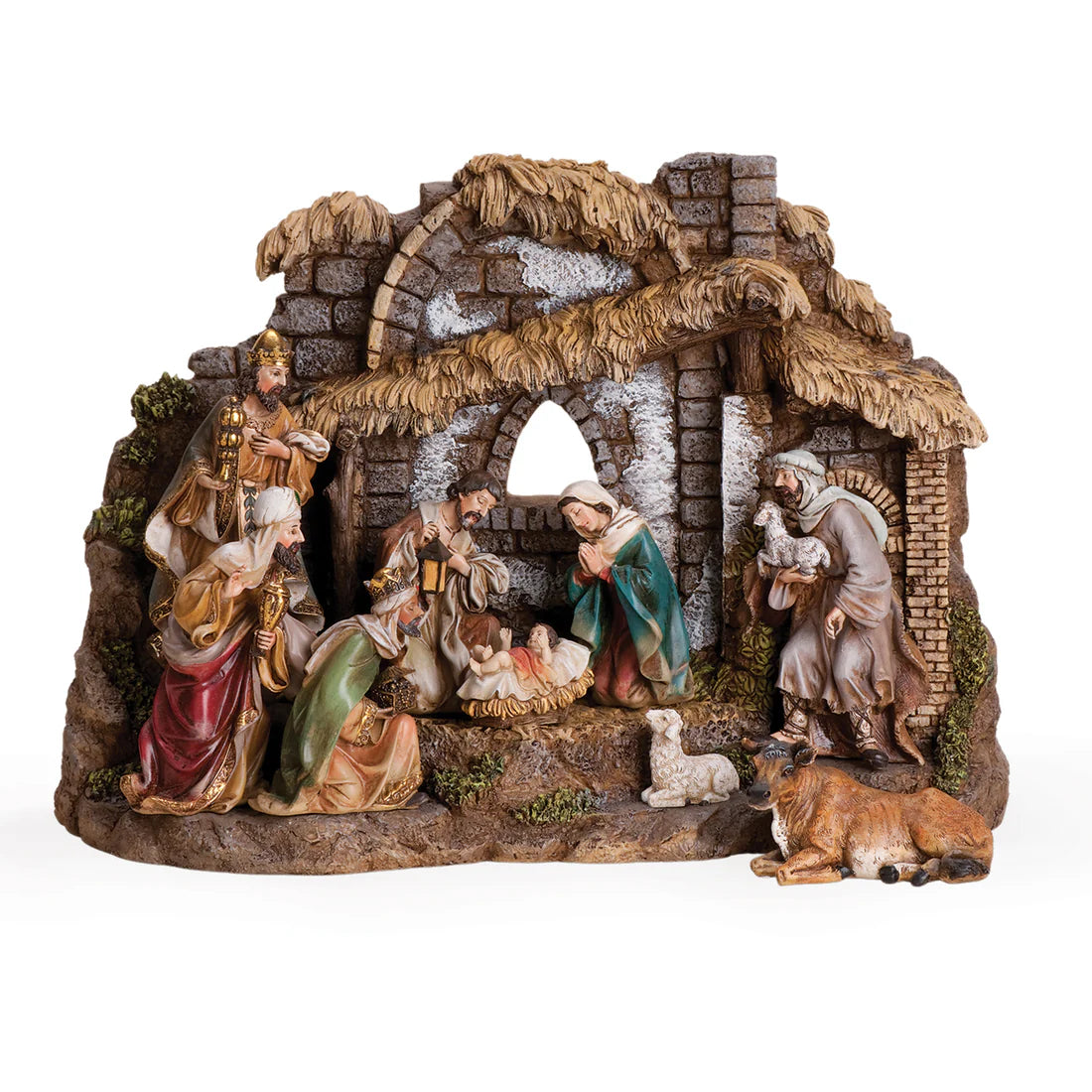 10-Piece Classic Nativity Set with Stable
