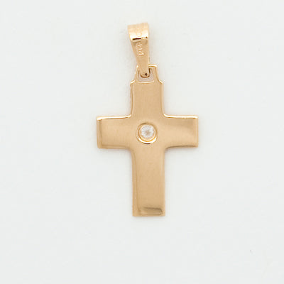 10k Flat Cross With Cubic Zircon
