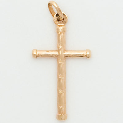 10k Ornate Round Tube Cross