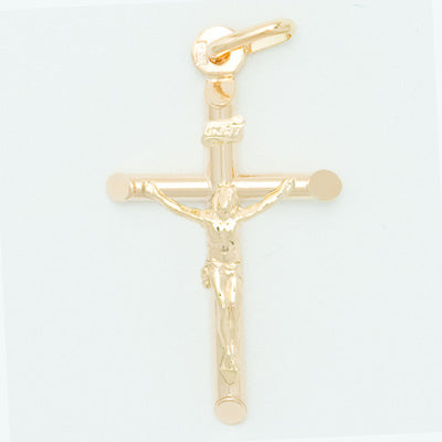10k Medium Round Tube Crucifix