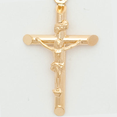 10k Large Round Tube Crucifix