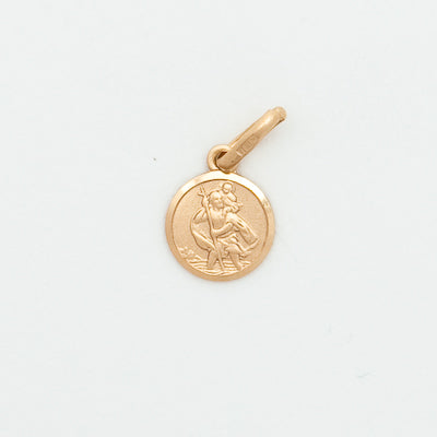 10k Tiny Round Saint Christopher Medal