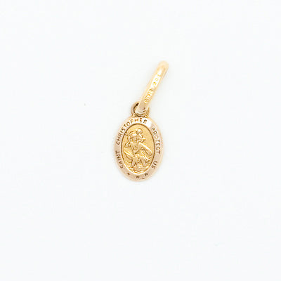 10k Tiny Oval Saint Christopher Medal