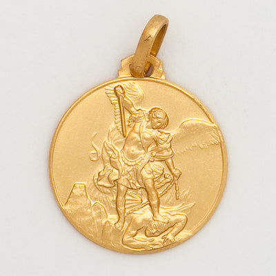 10k Extra Large Round Saint Michael Medal