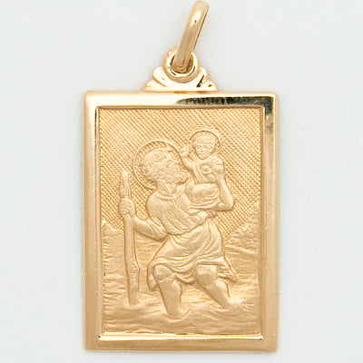 10k Extra Large Rectangular Saint Christopher Medal