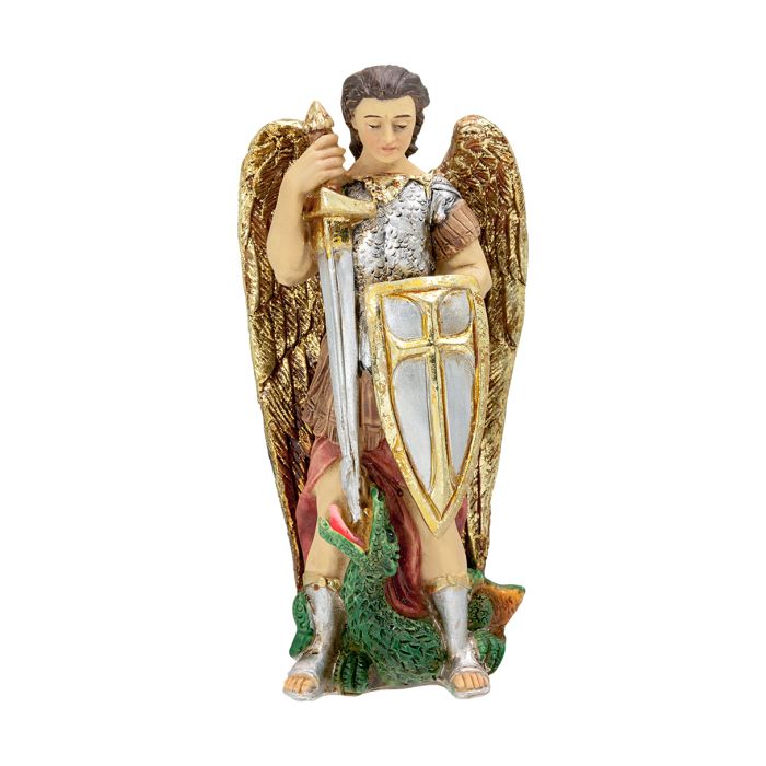 4" Cold Cast Resin Hand Painted Statue of Saint Michael Defender of Glory in a Deluxe Window Box