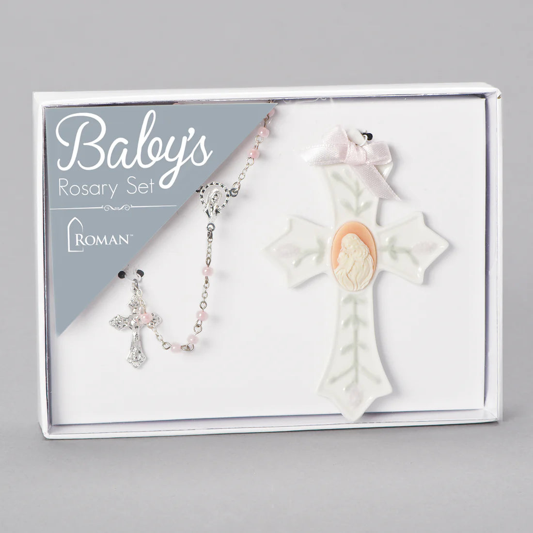 Baby’s Rosary Gift Set with Porcelain Cross (4")