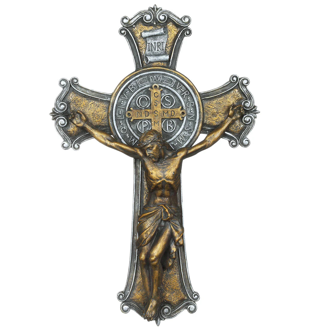 Joseph's Studio St. Benedict Two-Tone Crucifix (10.25")